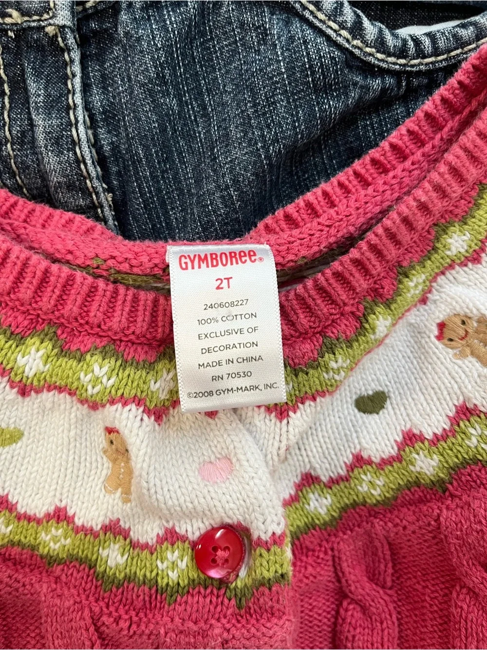 Vintage Gymboree toddler girls gingerbread cardigan with original pants set.